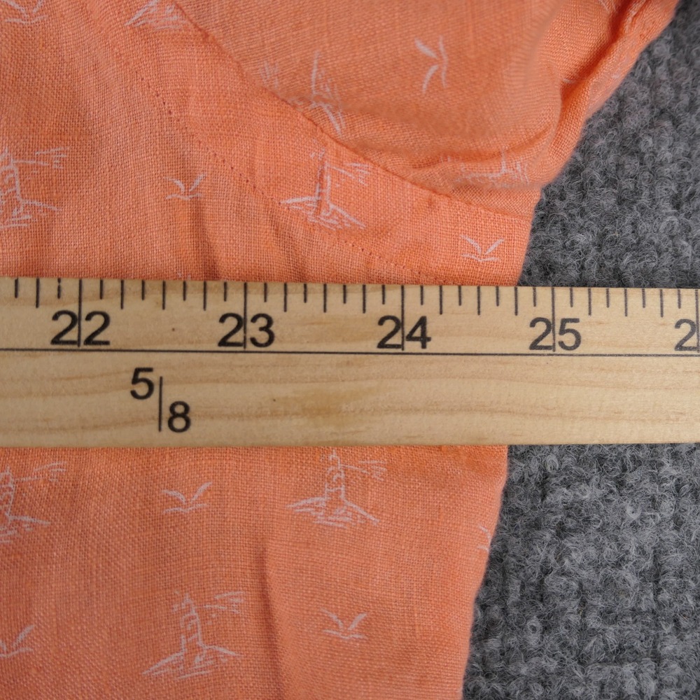 Ralph Lauren Shirt Mens Large Orange Lighthouse Print Linen Short Sleeve Classic - Picture 11 of 12